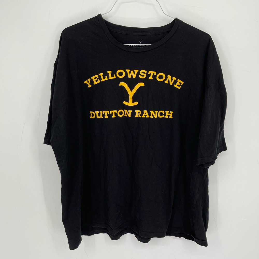 Yellowstone Dutton Ranch Unisex Black Yellow Logo Western Tee T Shirt Size 2XL